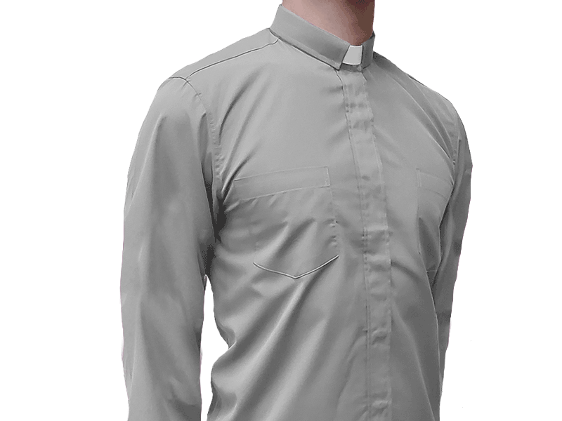 Long Sleeve Clergy Shirt Grey