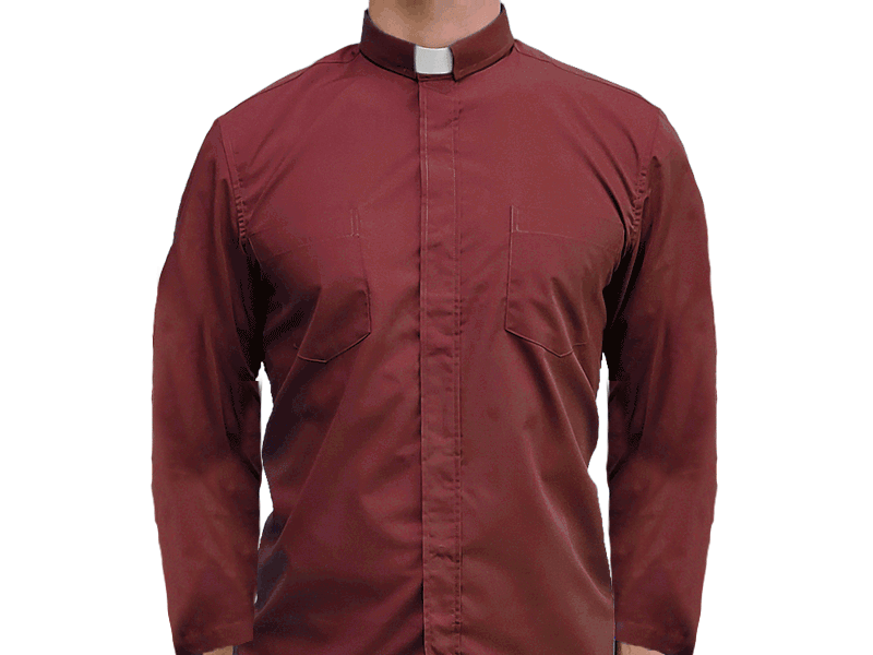 Red White Long Sleeve Clergy Shirt