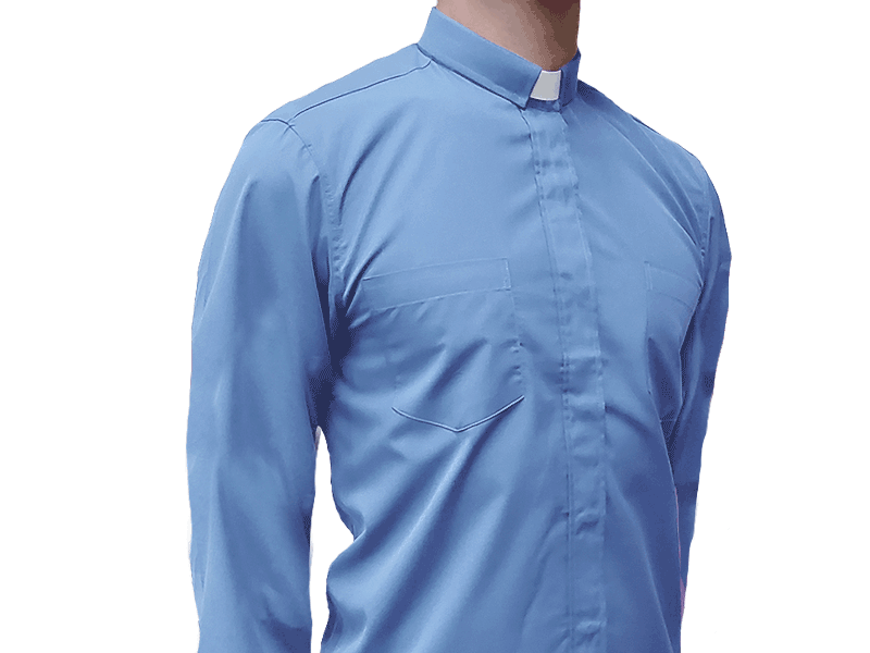 Long Sleeve Clergy Shirt Blue