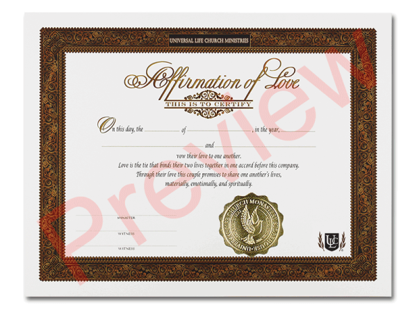 Certificate of Affirmation