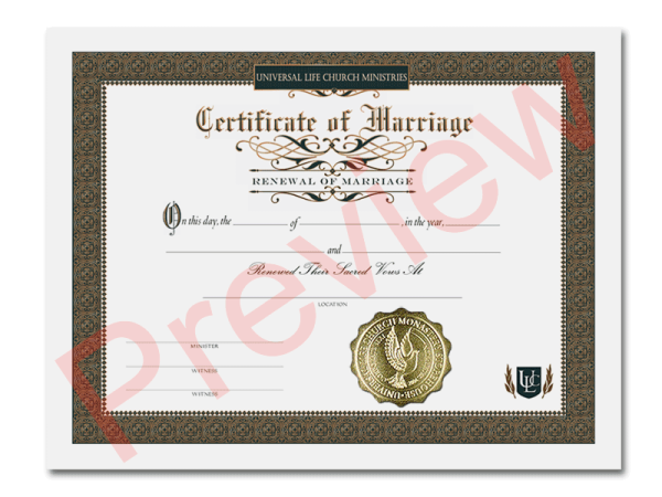 Certificate of Marriage Renewal