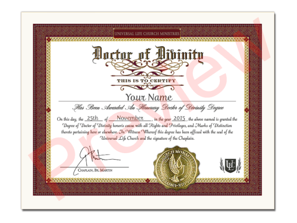 Honorary Divinity Degree