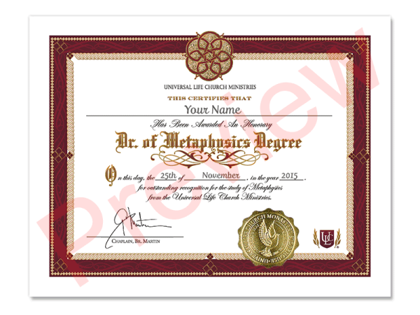Honorary Metaphysics Degree