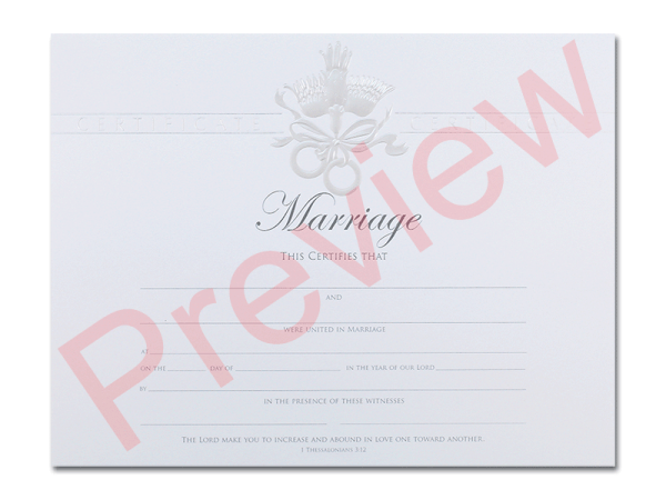 Marriage Certificate - Pearly Dove