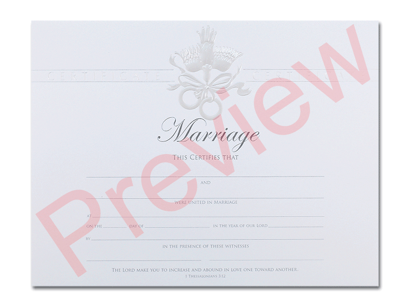 Marriage Certificate - Pearly Dove