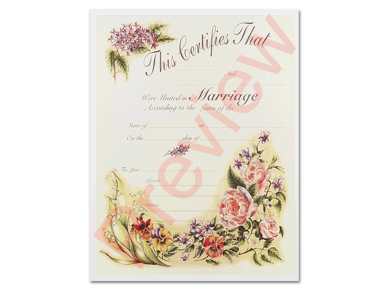 Marriage Certificate - Vintage Floral