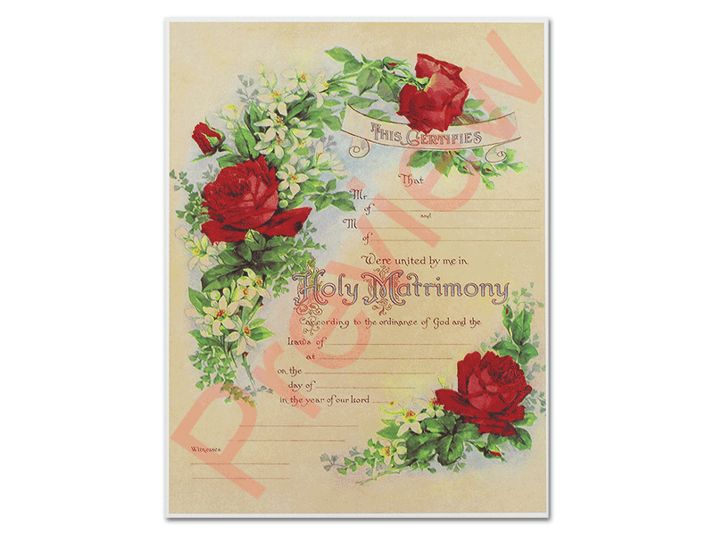 Marriage Certificate - Vintage Rose