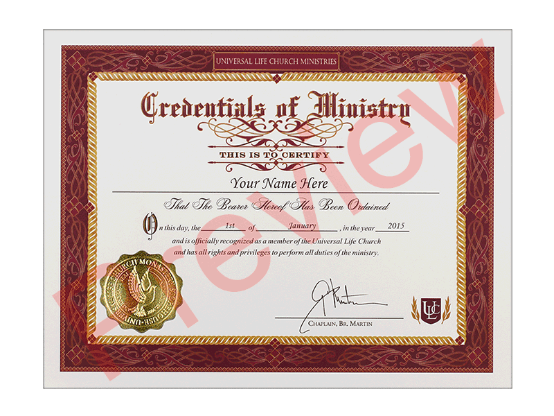 Ordination Credential