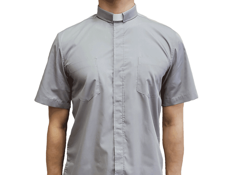 Gray Short-Sleeve Clergy Shirt