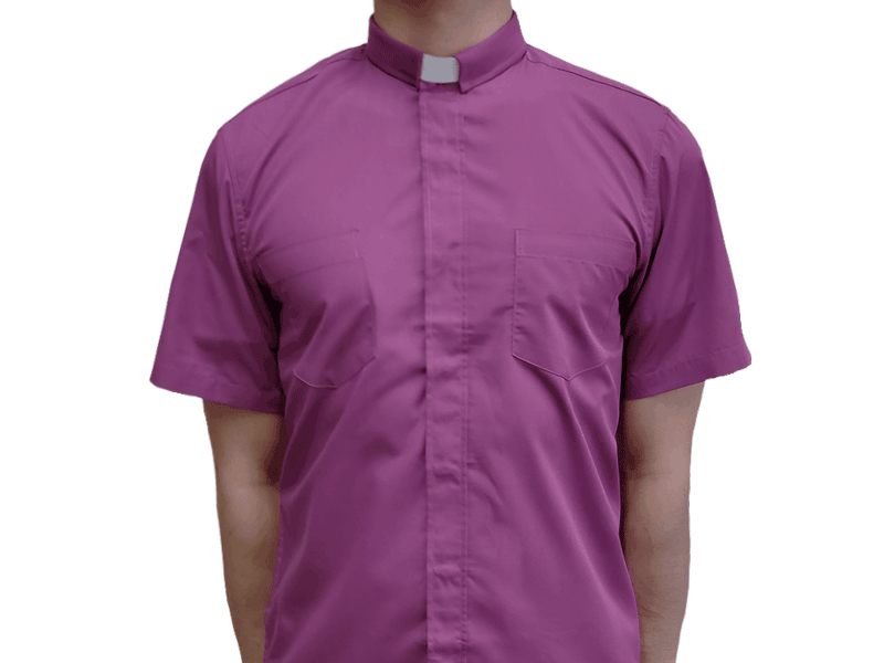 Purple Short-Sleeve Clergy Shirt