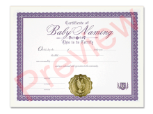 Certificate of Baby Naming