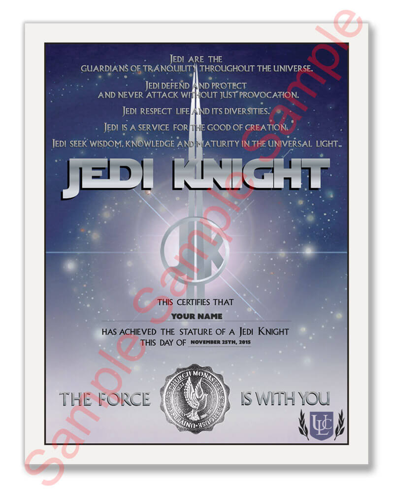 Jedi Knight Certificate