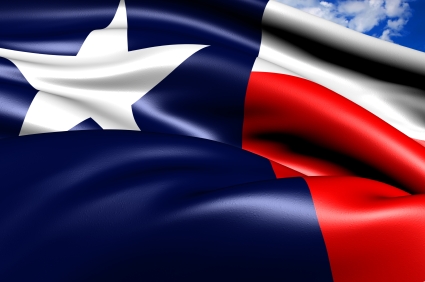 Flag of Texas close up of Texas flag billowing in the wind