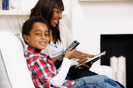 Black Family Television Living Room Media