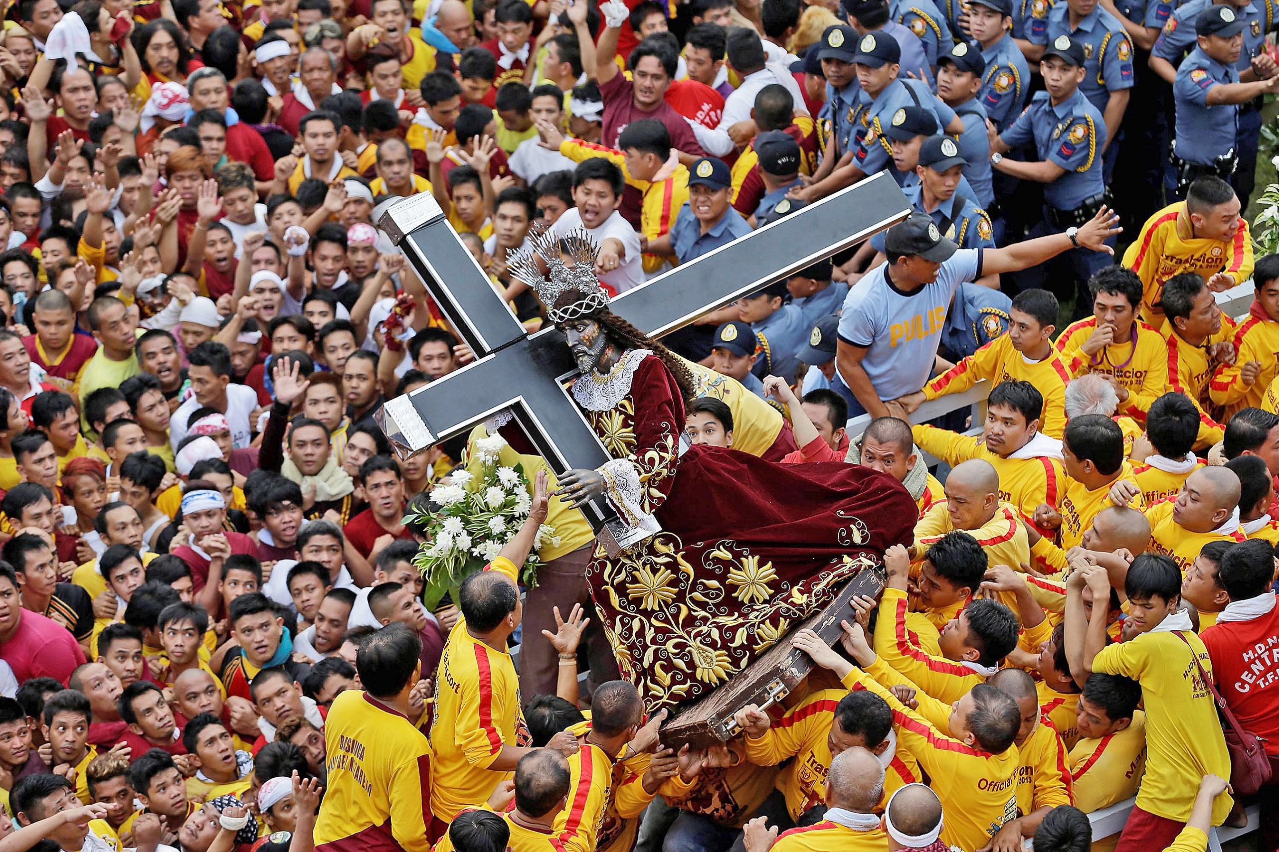 Filipino Catholics during the an annual religious procession