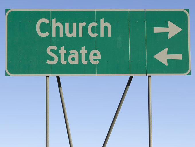 Church and State sign