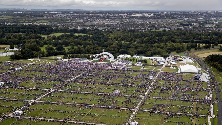 Pope Francis speaks to a smaller than expected crowd in Dublin